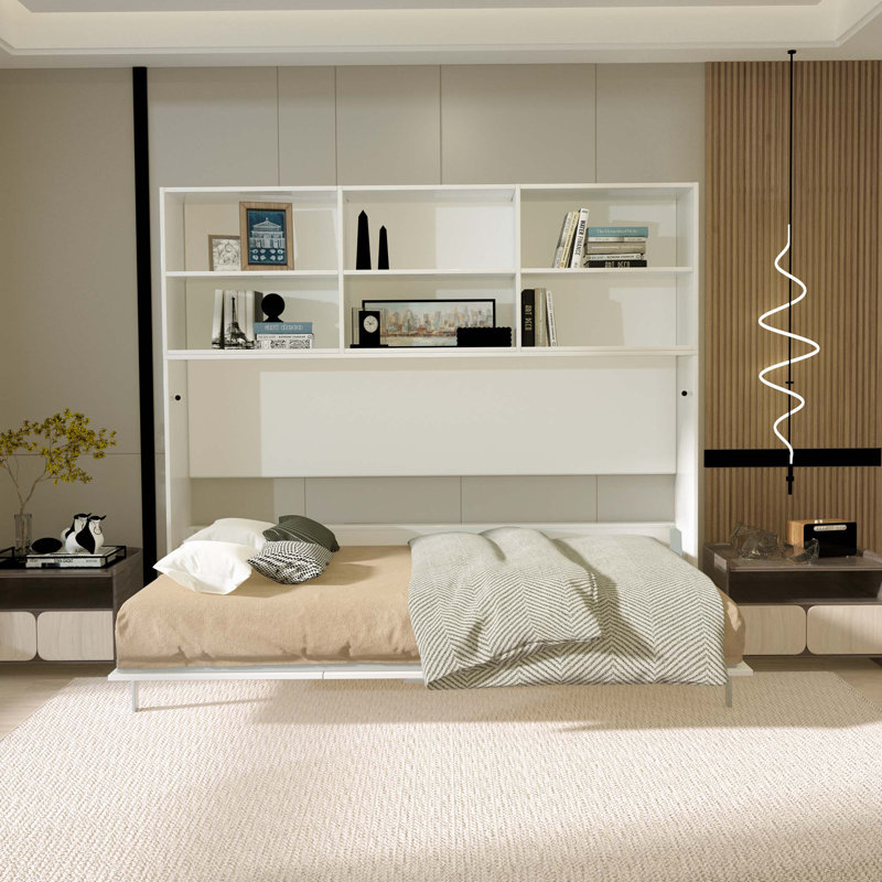 Hokku Designs Mordern Design Horizontal Murphy Bed with Shelf Storage for Bedroom Wayfair